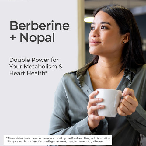 Lifestyle photo promoting Kabooya Berberine Nopal metabolic wellness support
