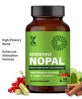Berberine Nopal capsules formulated with ultra pure dihydroberberine, nopal cactus, chromium and ceylon cinnamon