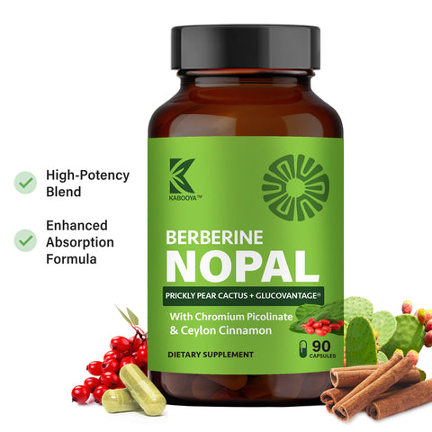 Berberine Nopal capsules formulated with ultra pure dihydroberberine, nopal cactus, chromium and ceylon cinnamon